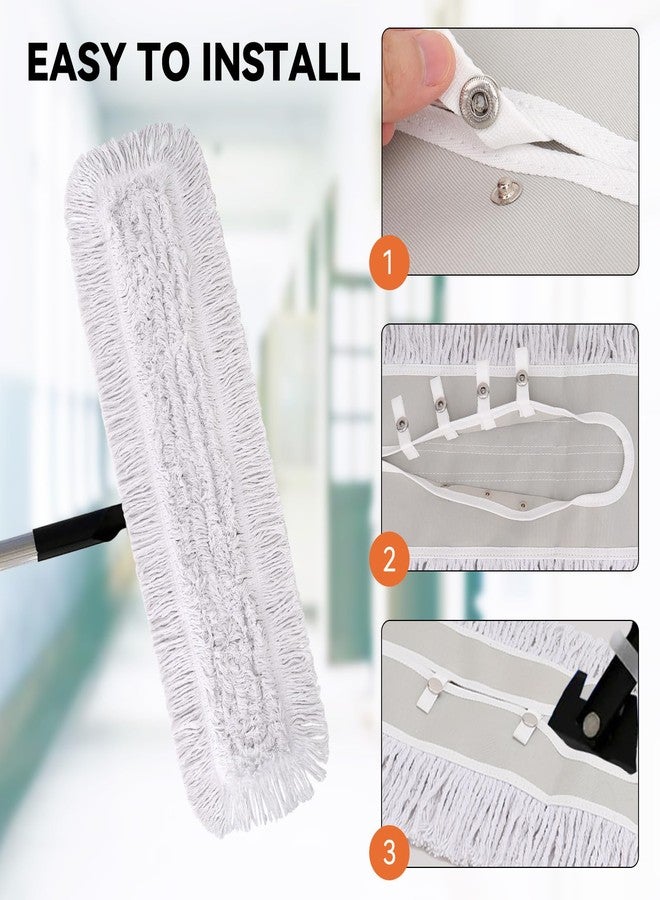 BeiLan 48 Inch Dust Mop Head: Replacement Medium Washable Commercial Mop Head Sweeper and Janitorial Replacement with Botton (White - 48 Inch, 3 Pack, Botton) - Image 2